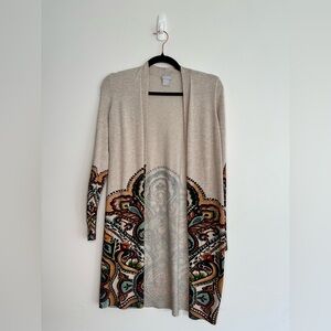 Chico’s Open Front Cardigan with Paisley Design - Sz. 0